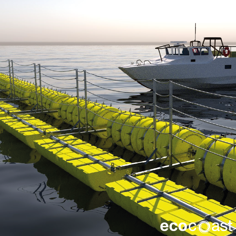 Sistema DMS 1200 con flotadores reforzados y estructura metálica para defensa marina de alto nivel